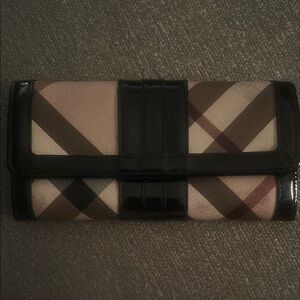 Burberry Checkered Clutch with Black Trim